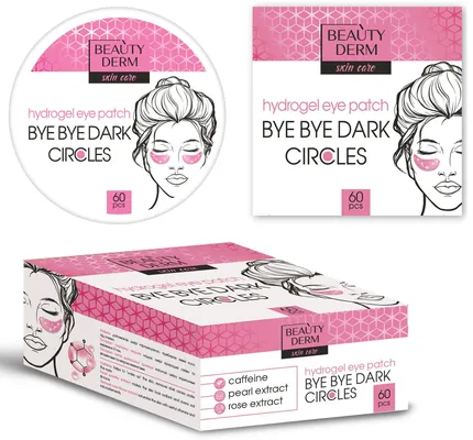 Патчі для шкіри навколо очей Beauty Derm рожеві гідрогелеві Bye Bye dark circles, 60 шт