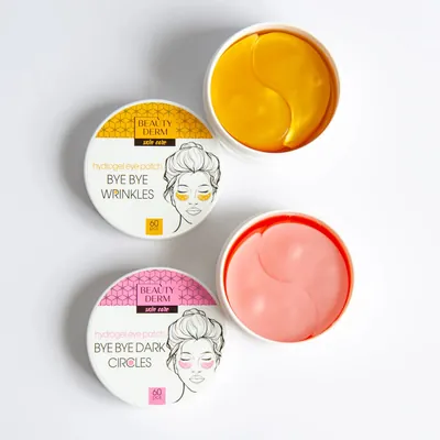 Патчі для шкіри навколо очей Beauty Derm рожеві гідрогелеві Bye Bye dark circles, 60 шт