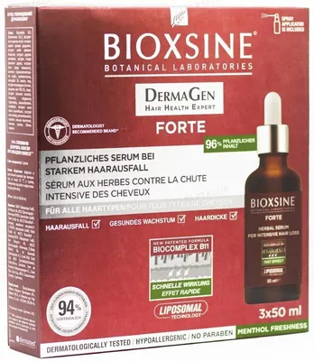 Сироватка Bioxсin Forte при інтенсивному випадінні волосся для всіх типів, 3 шт х 50 мл
