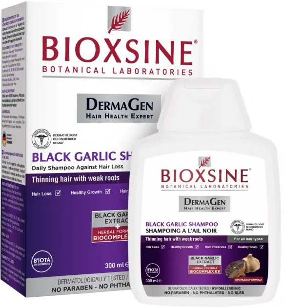 Шампунь Bioxsine DermaGen Black Garlic чорний часник проти випадіння волосся 300 мл