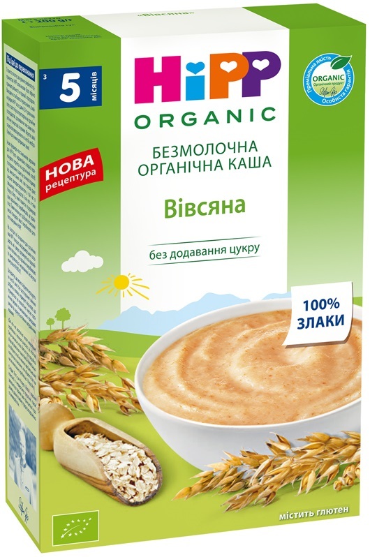 Каша безмолочная HiPP органическая Овсяная, с 5 месяцев, 200 г