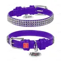 Нашийник для собак Collar WAUDOG Glamour з QR паспортом з прикрасою Полотно стрази, шкіряний, ширина 12 мм, довжина 21-29