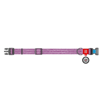 Ошейник для собак Collar WAUDOG Re-cotton QR паспортом, из восстановленного хлопка, пластиковая пряжка, ширина 20 мм, длина 24-40 см
