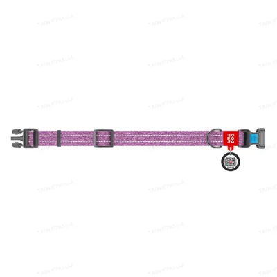 Нашийник для собак Collar WAUDOG Re-cotton QR паспортом, з відновленої бавовни, пластикова пряжка, ширина 20 мм, довжина 24-40 см