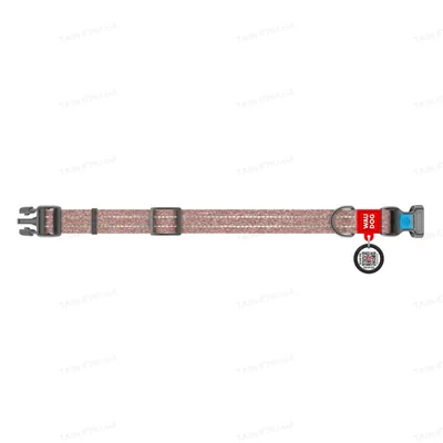 Нашийник для собак Collar WAUDOG Re-cotton QR паспортом, з відновленої бавовни, пластикова пряжка, ширина 25 мм, довжина 35-58 см