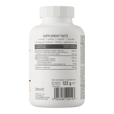 Жироспалювач OstroVit CLA + Green tea + L-carnitine, 90 капсул