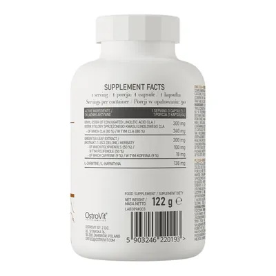 Жироспалювач OstroVit CLA + Green tea + L-carnitine, 90 капсул