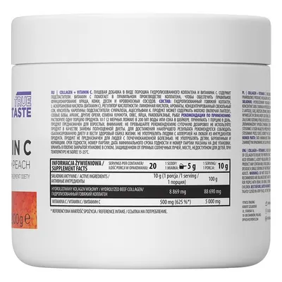 Колаген та вітамін С OstroVit Collagen + Vitamin C персик, 200 г