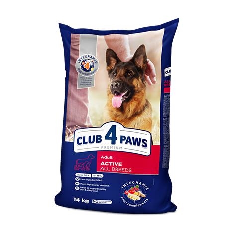 Корм сухий Club 4 Paws Premium Актив для активних собак усіх порід з куркою, 14 кг