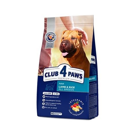 Корм сухой Club 4 Paws Premium для взрослых собак всех пород с ягненком и рисом, 14 кг