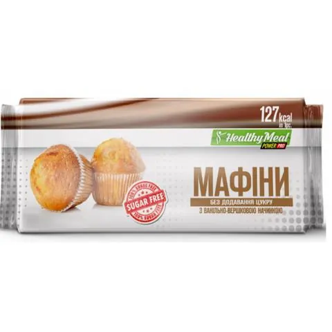 Мафіни Power Pro Healthy Meal без додавання цукру з ванільно-вершковою начинкою, 70 г