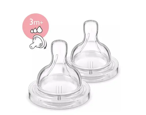 Соска силіконова Philips Avent Anti-colic SCF635/27, змінний потік, з прорізом, від 3 місяців, 2 шт