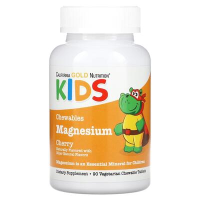 Магний California Gold Nutrition Magnesium для детей вкус вишня, 90 жевательных таблеток