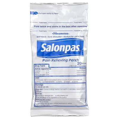 Пластир медичний Salonpas знеболюючий 7,2 x 4,6 см, 60 штук