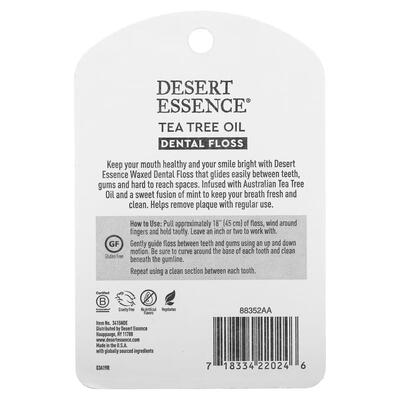 Зубна нитка Desert Essence з олією чайного дерева вощена, 45,7 м