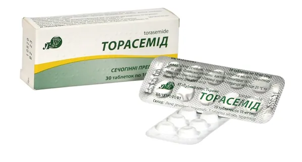 Торасемід таблетки по 10 мг №30 (10х3)