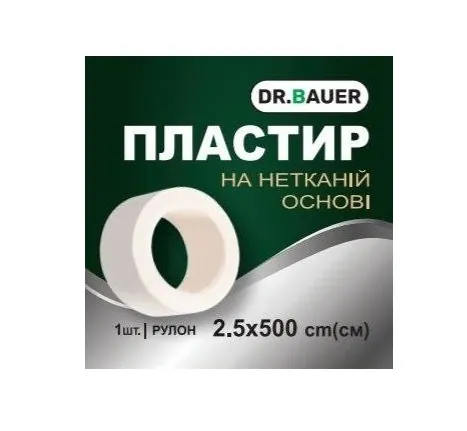 Пластир медичний Dr. Bauer на нетканій основі, котушка, 2,5 х 500 см, 1 штука