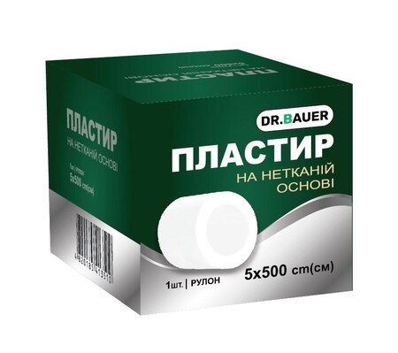Пластырь медицинский Dr. Bauer на нетканой основе, катушка, 5 х 500 см, 1 штука