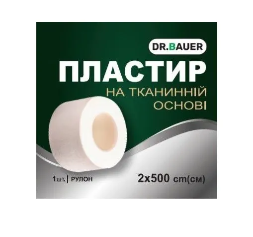 Пластир медичний Dr. Bauer на тканинній основі, котушка, 2 х 500 см, 1 штука
