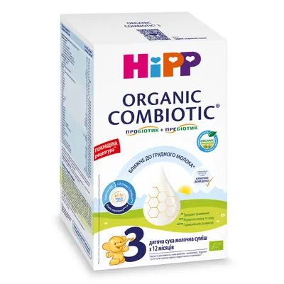 Суміш суха молочна HiPP Organic Combiotic 3 органічна з пробіотиками L.fermentum, пребіотиками GOS, метафоліном, для дітей 12+, (4 x 500г) 2000 г