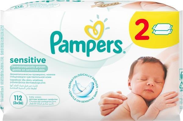 Салфетки влажные Pampers Sensitive детские, 112 шт (2 x 56 шт)