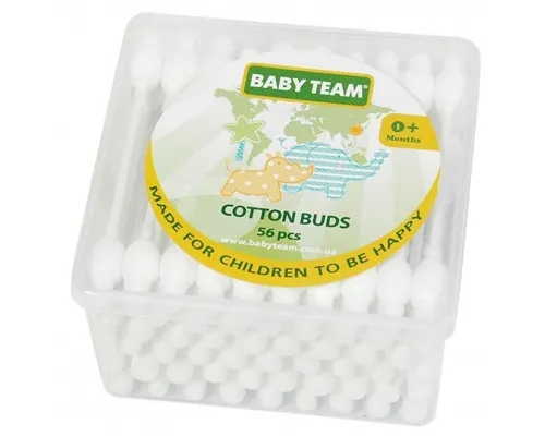 Ватні палички Baby Team з обмежувачем, 56 шт