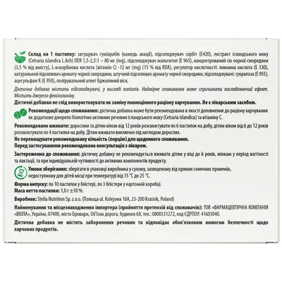 Іслор Solution Pharm пастилки зі смаком смородини №30