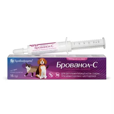 Брованол С (ДЛЯ ЖИВОТНЫХ) антигельминтик, шприц-туба 15 г