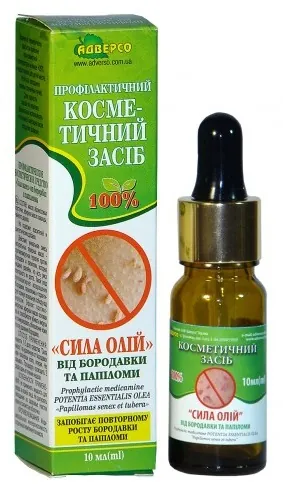 Косметичний профілактичний засіб Адверсо Сила олій від бородавки та папіломи, 10 мл