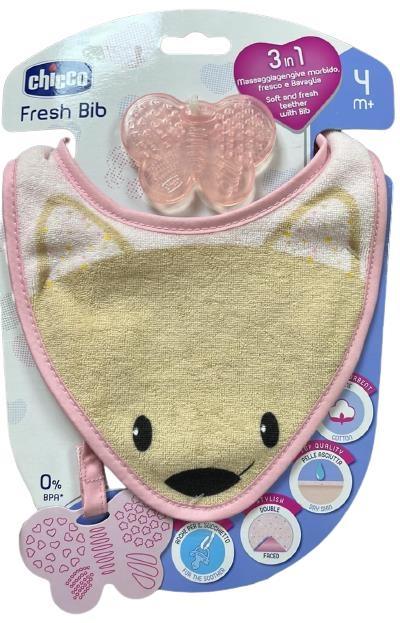 Слюнявчик Chicco Fresh Вib с прорезывателем для зубок, 02582.10, для девочек