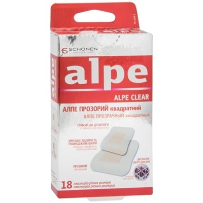 Набор пластырей медицинских Alpe Clear на нетканой основе, прозрачный, квадратный (38 мм х 38 мм, 22 мм х 22 мм), 18 штук