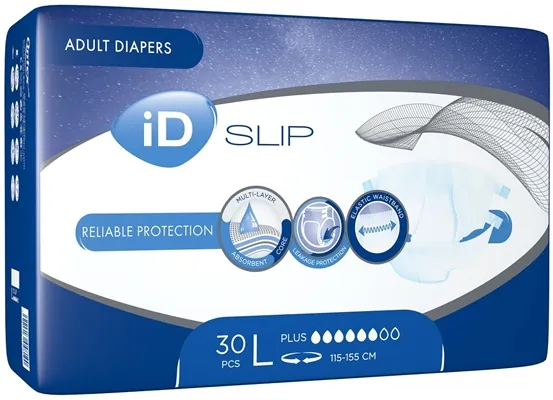 Підгузки для дорослих iD Slip Plus, розмір L (115-155 см), 30 штук