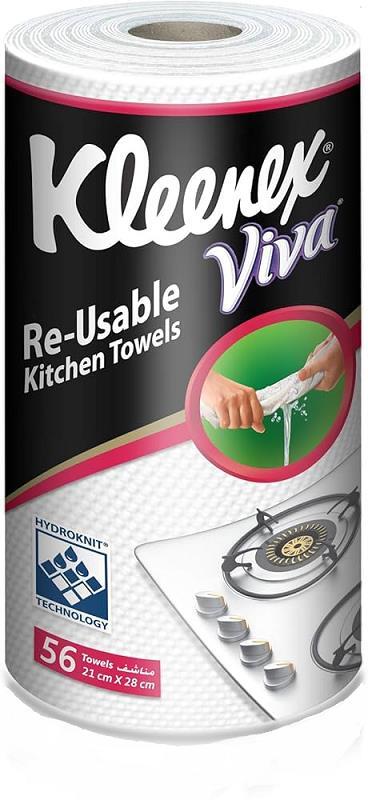 Салфетки многоразовые Kleenex Viva универсальные в рулоне, 56 штук