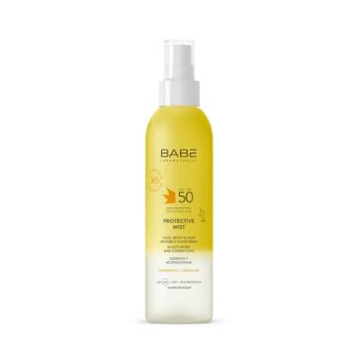 Спрей-міст сонцезахисний Babe Laboratorios SPF50 невидимий для обличчя, тіла та волосся, 150 мл