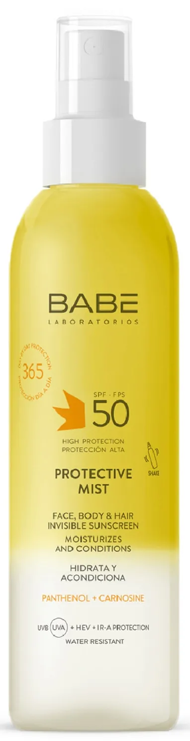 Спрей-міст сонцезахисний Babe Laboratorios SPF50 невидимий для обличчя, тіла та волосся, 150 мл