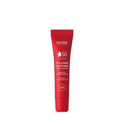 Бальзам-тінт для губ та щік Babe Laboratorios SPF 50 із гіалуроновою кислотою та пептидами RED, 20 мл