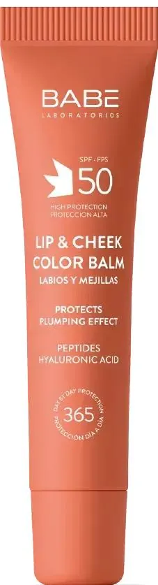 Бальзам-тінт для губ та щік Babe Laboratorios SPF50  із гіалуроновою кислотою та пептидами Nude, 20 мл