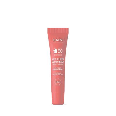 Бальзам-тінт для губ та щік Babe Laboratorios SPF 50 із гіалуроновою кислотою та пептидами PINK, 20 мл