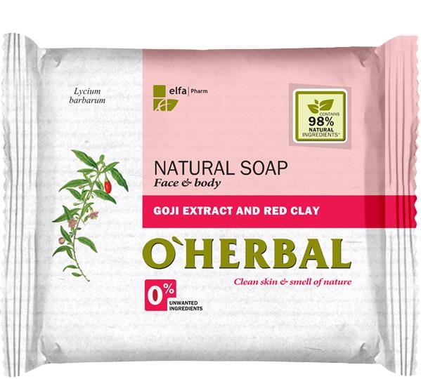 Мило тверде O'Herbal з екстрактом годжі і червоною глиною, 100 г