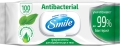 Салфетки влажные Smile Antibacterial с соком подорожника, с клапаном, 100 шт