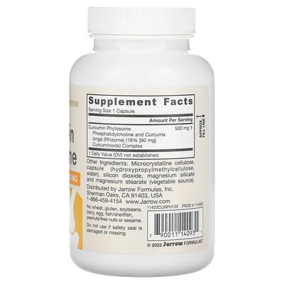 Фітосоми Куркуміну Jarrow Formulas Curcumin Phytosome 500 мг, 120 капсул