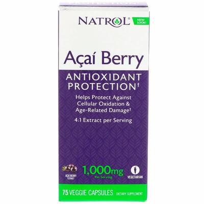 Ягоди Асаї Natrol Acai Berry 1000 мг, 75 капсул