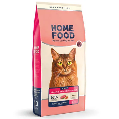 Корм сухий для котів Home Food Здорова шкіра і блиск шерсті з індичкою і лососем, 10 кг
