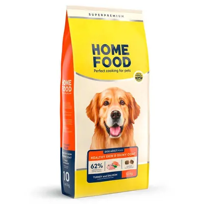 Корм сухий Home Food Healthy skin and shiny coat Здорова шкіра і блиск шерсті для собак великих  порід з індичкою та лососем, 10 кг