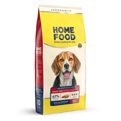Корм сухий беззерновий гіпоалергенний Home Food для дорослих собак середніх та великих порід, з качкою та нутом, 10 кг