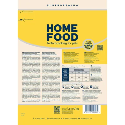 Корм сухий беззерновий гіпоалергенний Home Food для дорослих собак малих порід, з качкою та індичкою, 1,6 кг