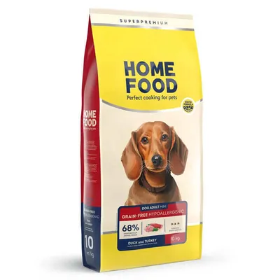 Корм сухий беззерновий гіпоалергенний Home Food для дорослих собак малих порід, з качкою та індичкою, 10 кг