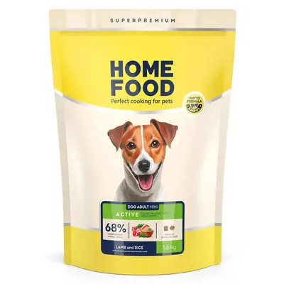 Корм сухий Home Food Adult Mini для активних дорослих собак і юніорів малих порід Ягня з рисом, 1,6 кг