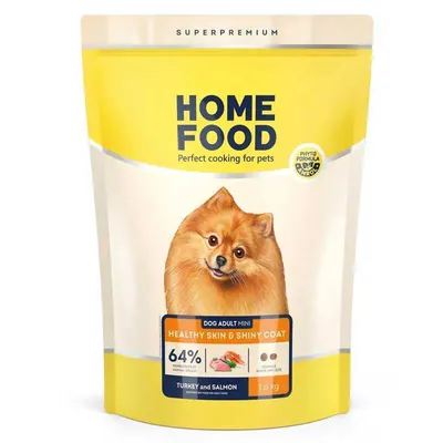 Корм сухий Home Food Healthy skin and shiny coat Здорова шкіра і блиск шерсті для собак малих порід з індичкою та лососем, 1,6 кг