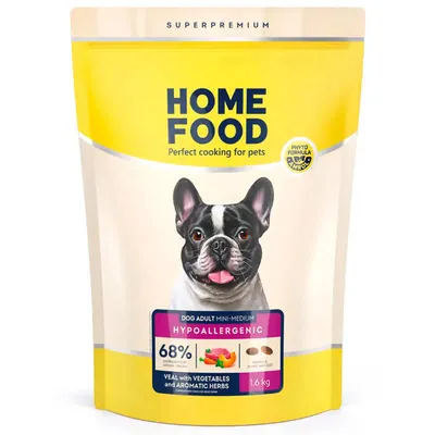 Корм сухий гіпоалергенний Home Food для маленьких та середніх порід собак Телятина з овочами та духмяними травами, 1,6 кг